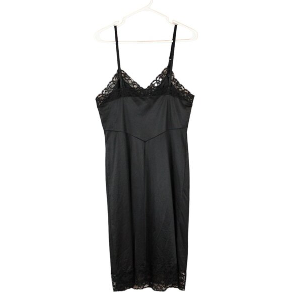 Vintage Vanity Fair Black Slip Size 36 Nylon Lace Bodice Trim Adjustable SP74 - Picture 6 of 10